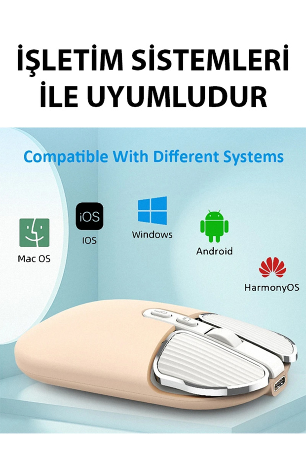 Kablosuz Mouse Kablosuz Fare Bluetooth Ve 2.4 Ghz Şarjlı Ergonomik 1600 Dpı Mouse - 2