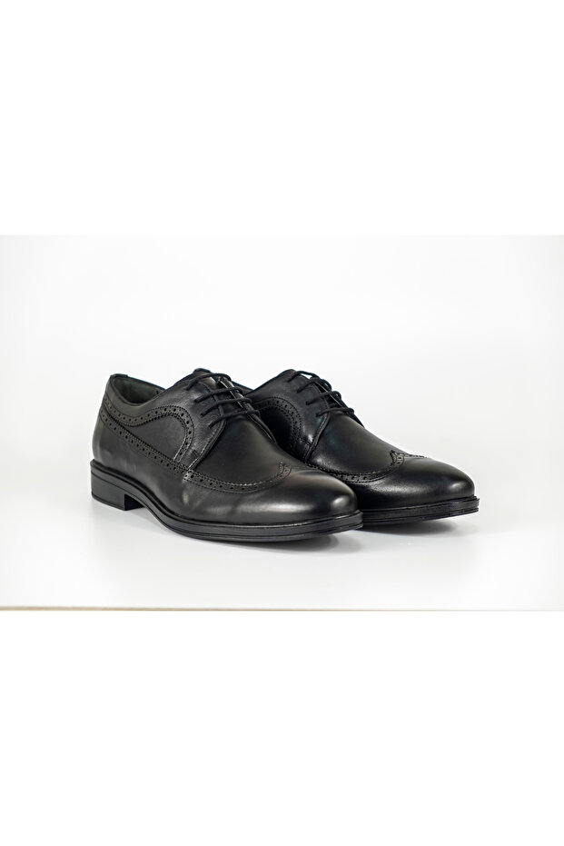 4338 Men's Black Orthopedic Leather Soft Sole Shoes