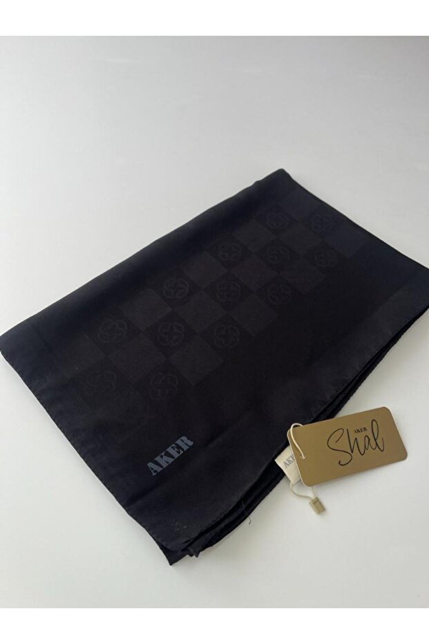 Siyah Dama Monogram Şal - 3