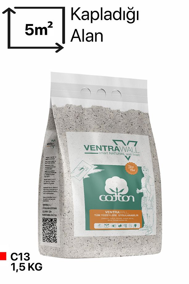 Ipek Sıva | Canlı Sıva | Isı Ve Ses Yalıtımlı Sıva | %100 Pamuk | Krem |c13- 1,5 Kg |5m² - 3