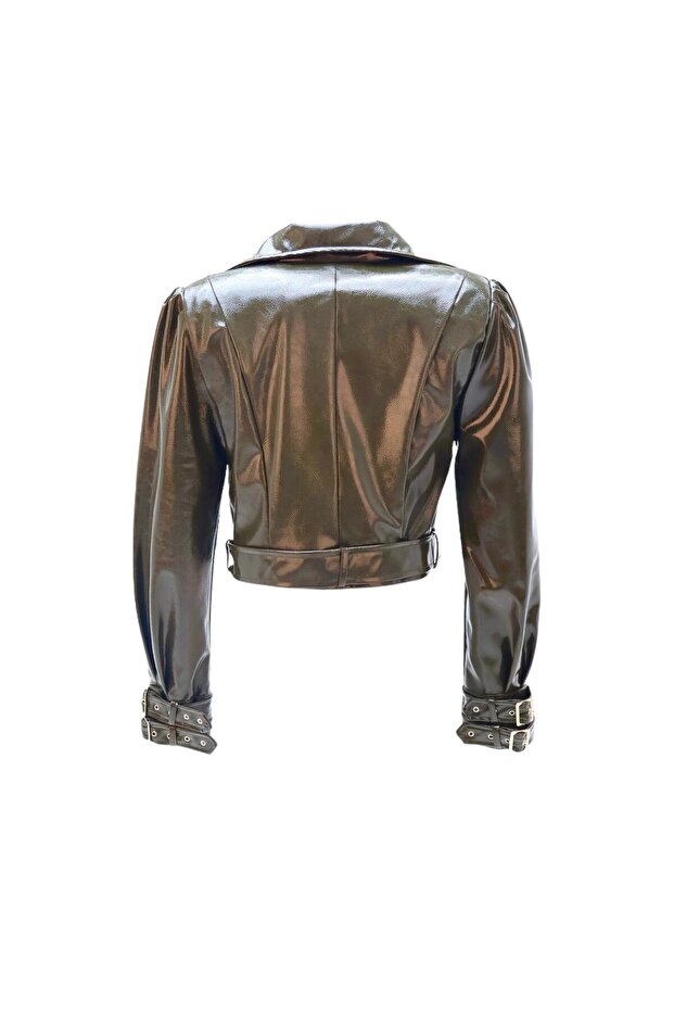 FLAME HAKİ DERİ CEKET - 2