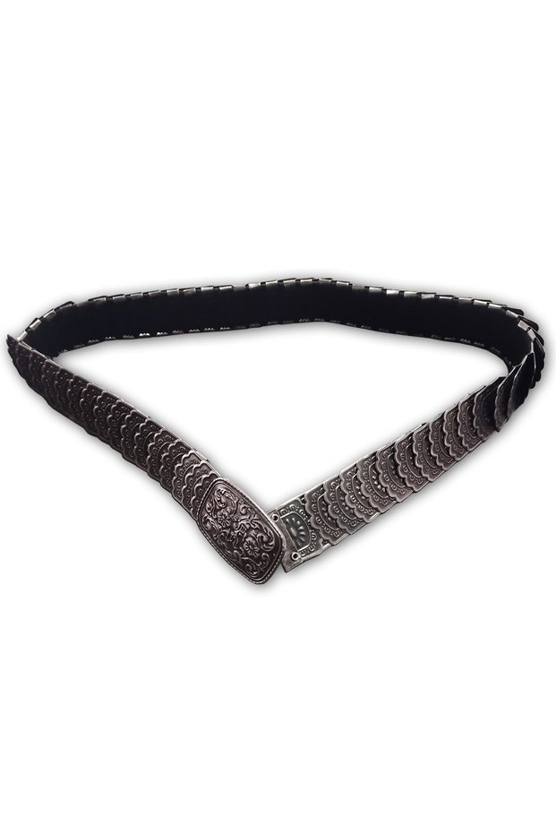 Elastic Women's Belt, Metal Sequin, Antique