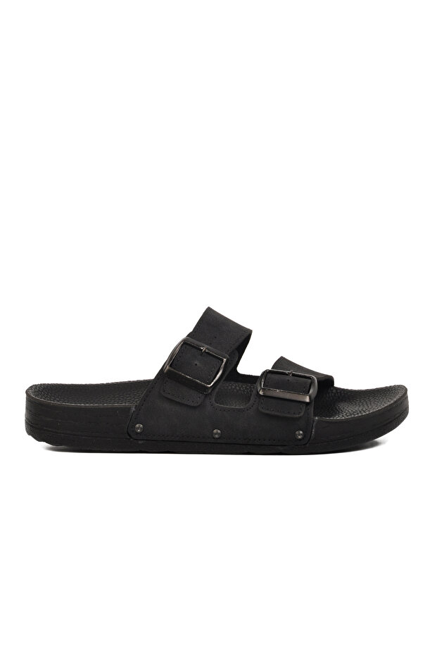 PC-7241 Black Nubuck Double Striped Men's Slippers