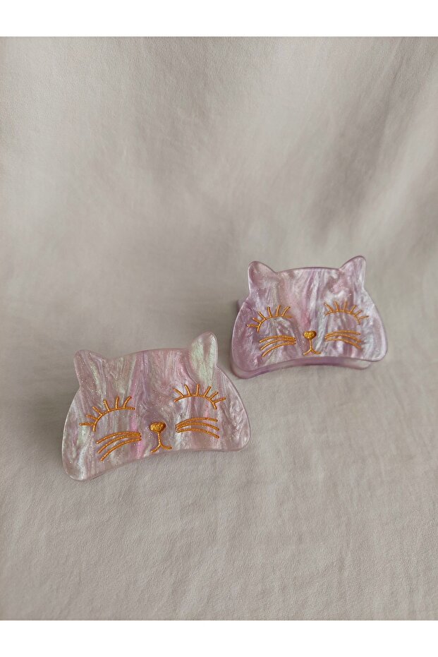 CAT FIGURED SILVERY BONE LATCH BUCKLE 1 PIECE