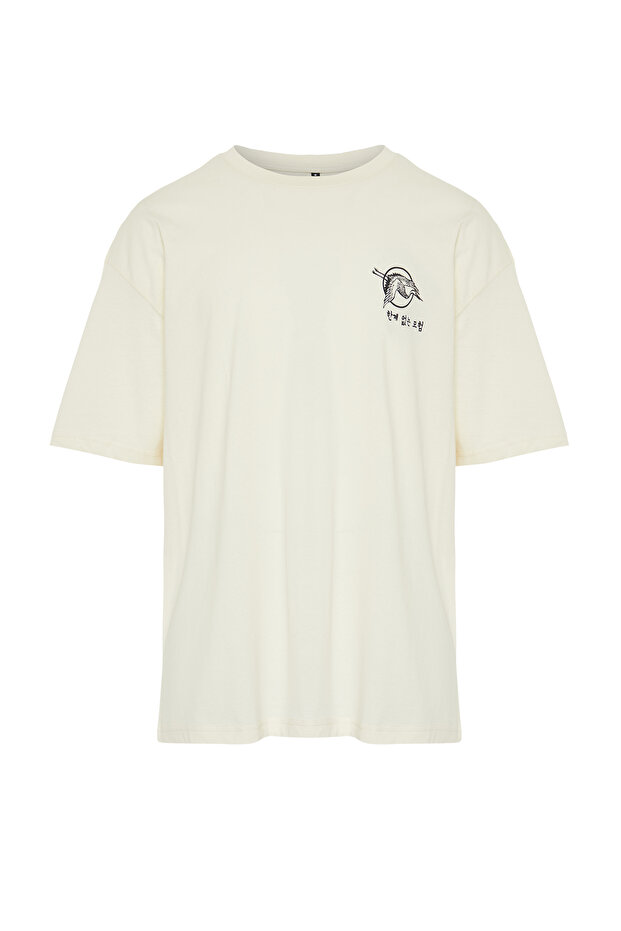 Taş Oversize/Geniş Kesim Uzak Doğu Baskılı Kısa Kol %100 T-Shirt TMNSS23TS00170 - 6