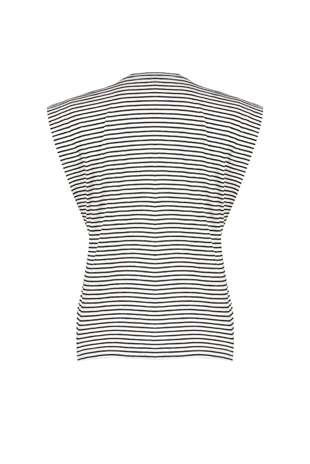 Çok Renkli %100 Pamuk Çizgili Vatka Görünümlü Basic Bisiklet Yaka Örme T-Shirt TWOSS20TS0021 - 8