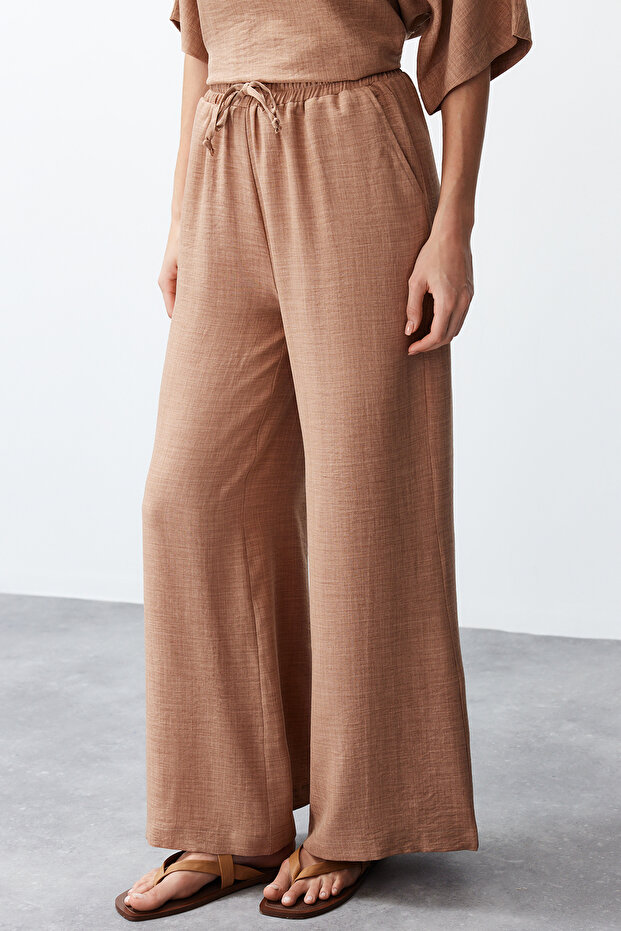 Camel V Yaka Dokuma Bluz-Pantolon Takım TWOSS24AU00096 - 5
