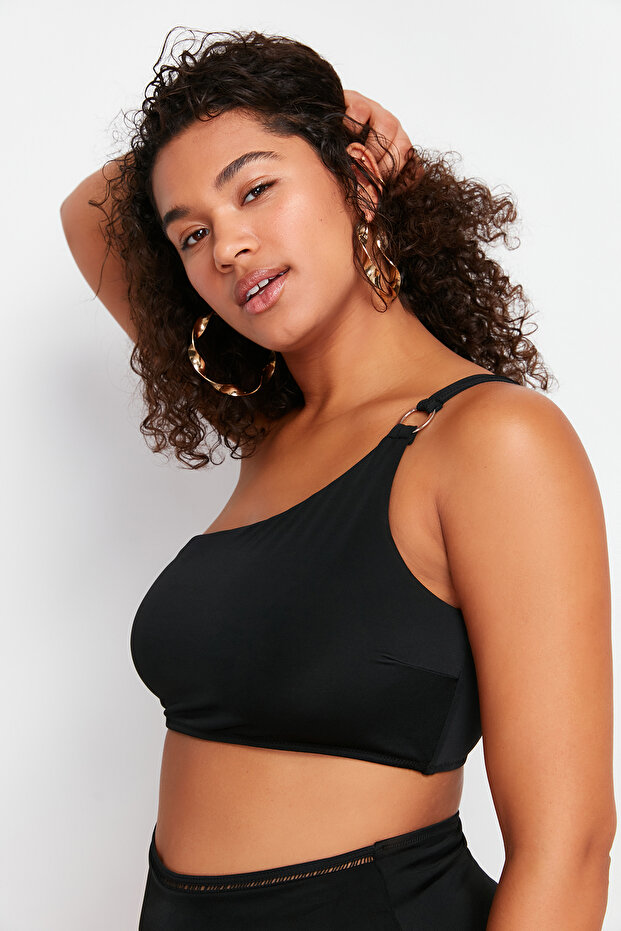 Siyah Tek Omuz Büyük Beden Bikini Üstü TBBSS24CT00001 - 3