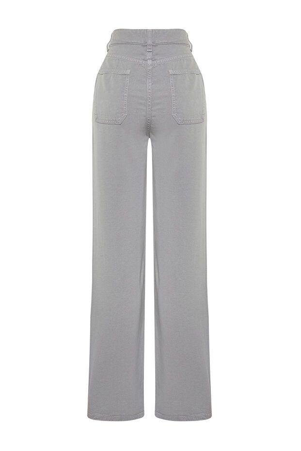 More Sustainable Gri %100 Tencel™ Düşük Bel Wide Leg Jeans TWOSS23JE00219 - 8