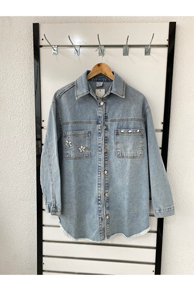 Taşlı kot gömlek - 1