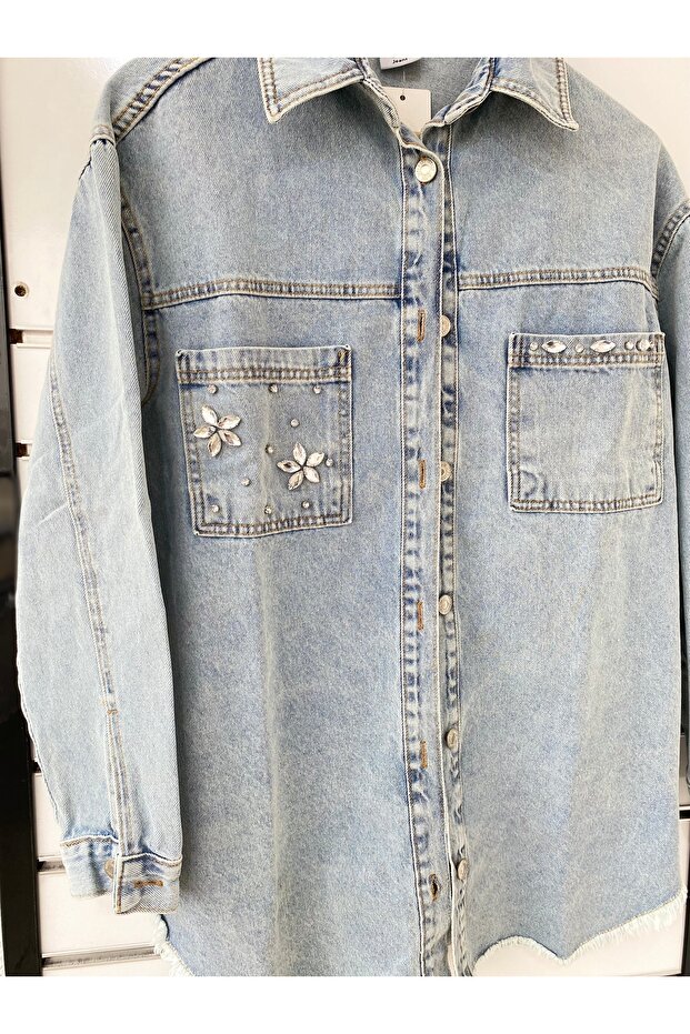 Taşlı kot gömlek - 3