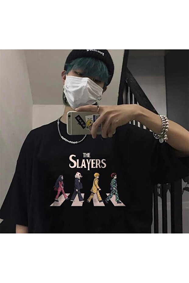 تي شيرت The Slayers أسود للجنسين مقاس كبير