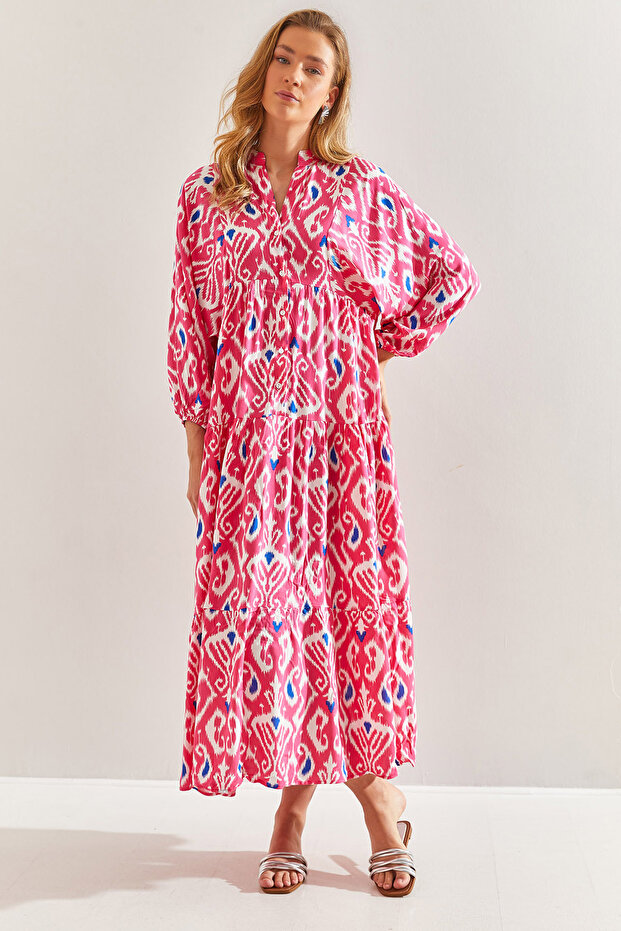 Women's Pink Multi Patterned Viscose Dress 60171051