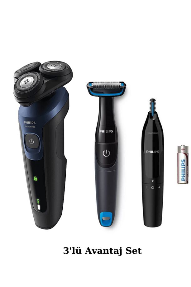 S5445 Islak/kuru Sinek Kaydı Tıraş - Banyo Vücut Bakım - Kulak-Burun Tüy Kesme Makinesi 3'lü Set - 1