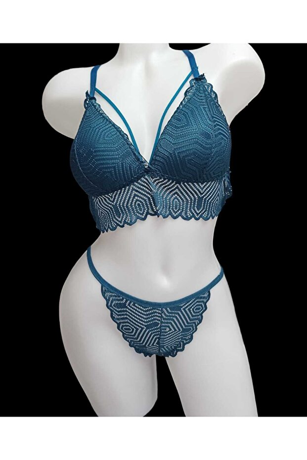Bralet Supported Stringed Unwired Patterned Set - 1