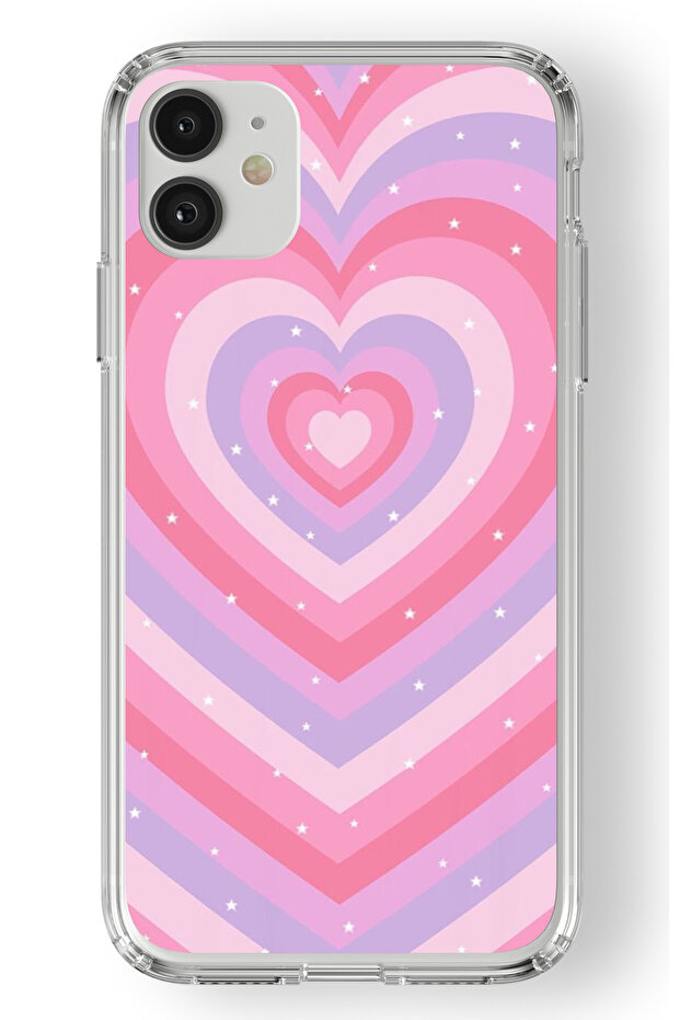 حافظة شفافة مطبوعة بتصميم قلب مرصع بالنجوم متوافقة مع هاتف آيفون 11 - 1
