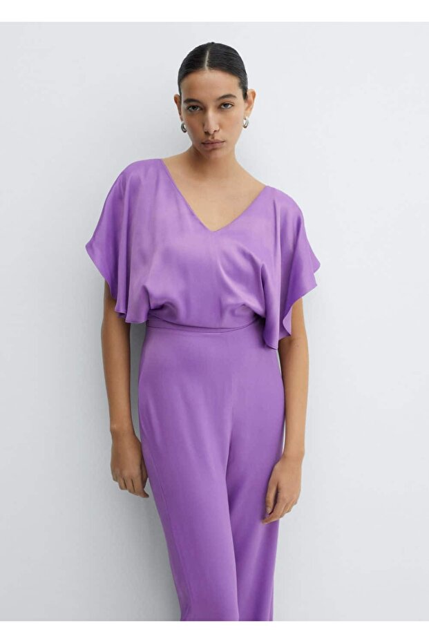 Volanlı saten tulum - 1