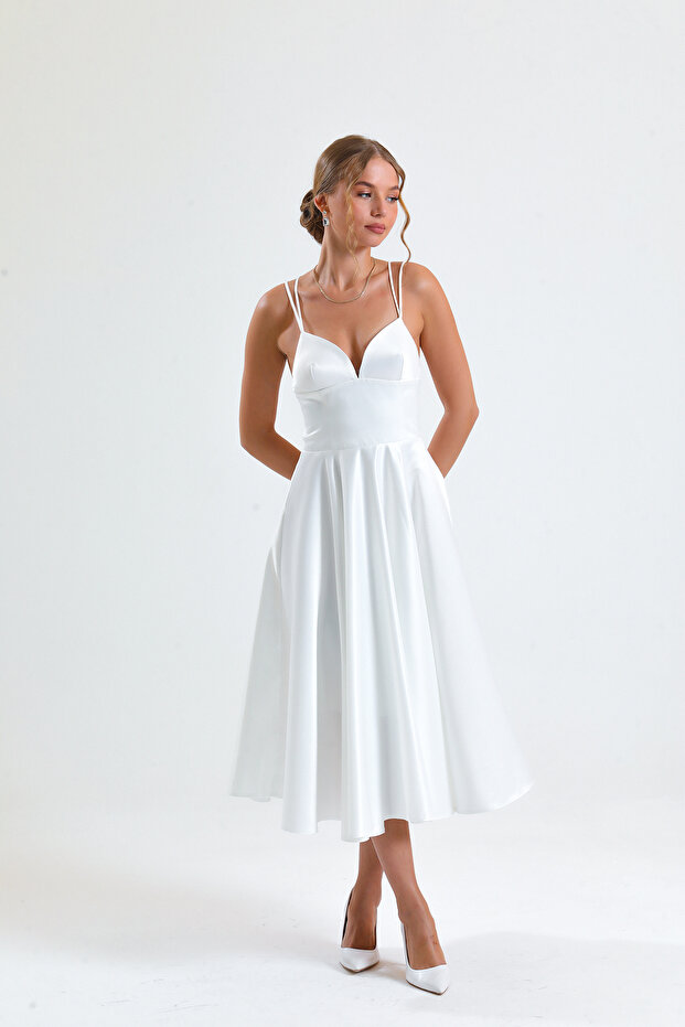 Rochie midi albă - 1