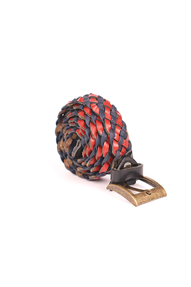 100% Genuine Leather Knitted Patterned Belt