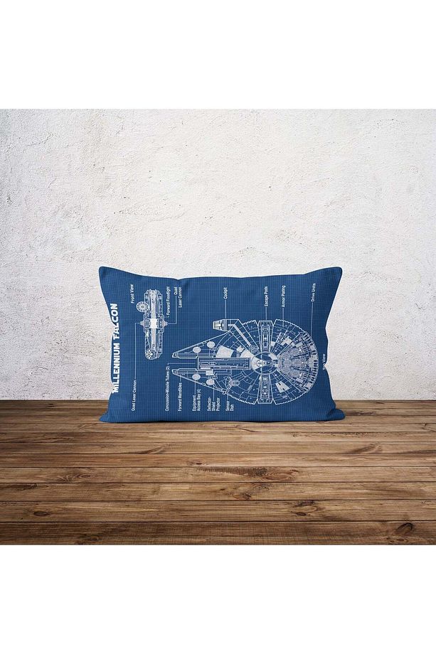 Millennium Falcon Blueprint Çift Taraflı Yastık Kılıfı - 2 Adet - 1