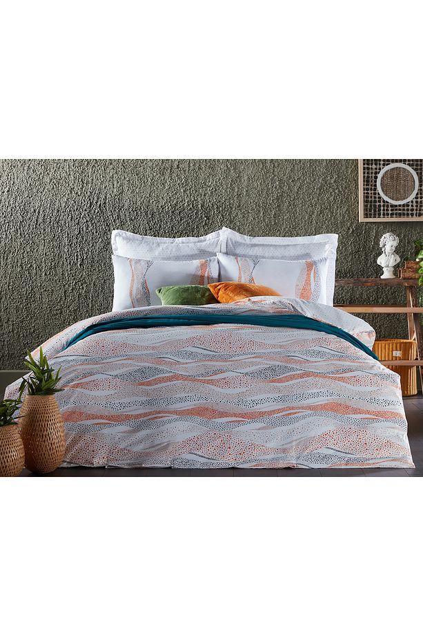 Polycotton Pamuklu Nevresim Takımı Lidya Tek Kişilik - Turuncu - 7