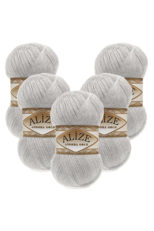 Angora Gold 5-Piece 208 Melange Light Gray Hand Knitting Yarn