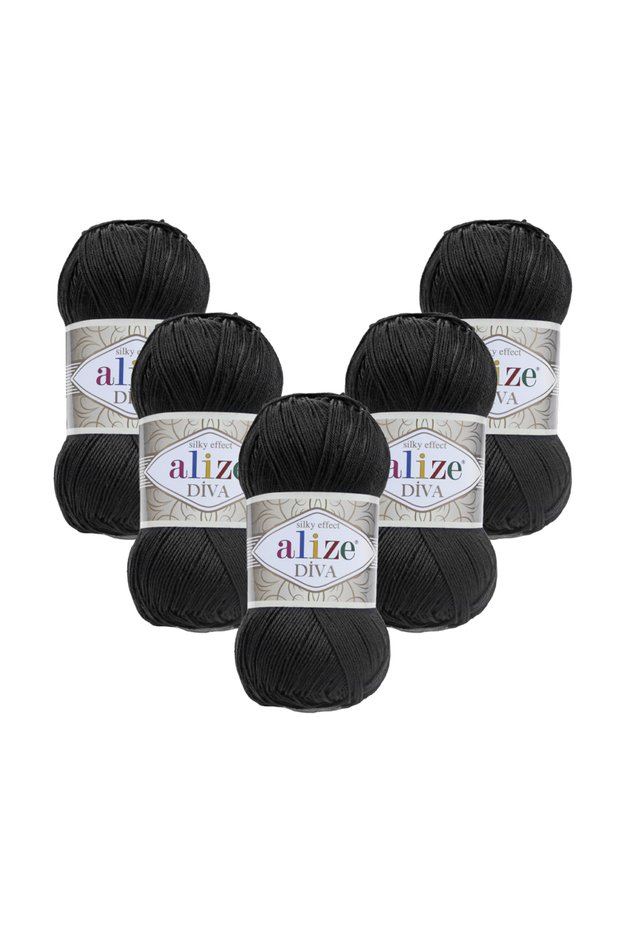 Diva 5 Pack 060 Black Hand Knitting Yarn