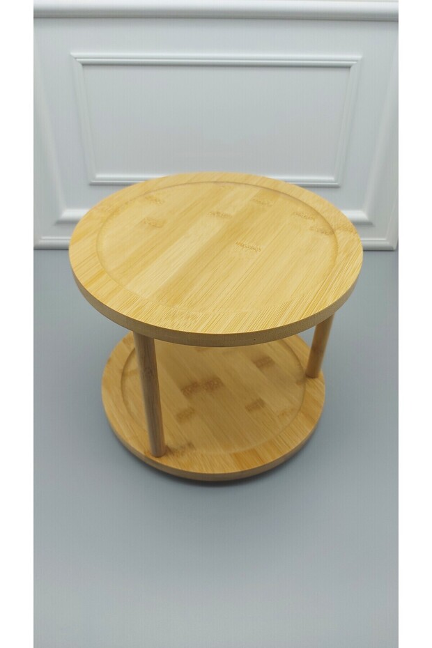 Bamboo Rotating Serving Rack Rotating Stand Rotating Spice Rack - 3