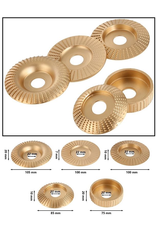 Ahşap için spiral avuç taşlama diski 5 Parça Oyma Aşındırma titanyum disk seti - 4