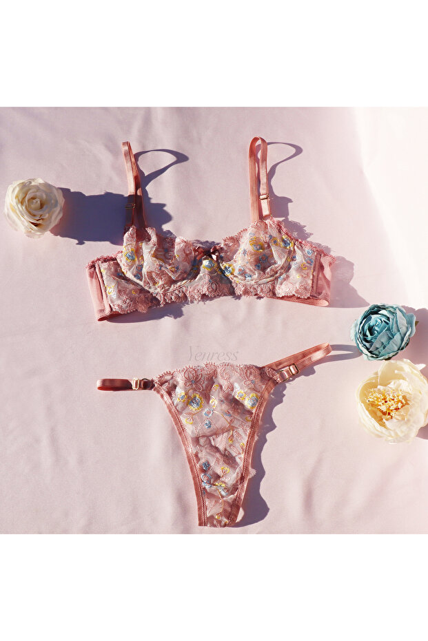 Floral Underwire Underwire Bra Set Dowry Underwear