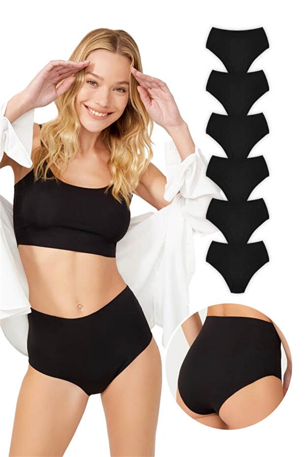 High Waist Basic Laser Cut Bikini Panties 6 Pack