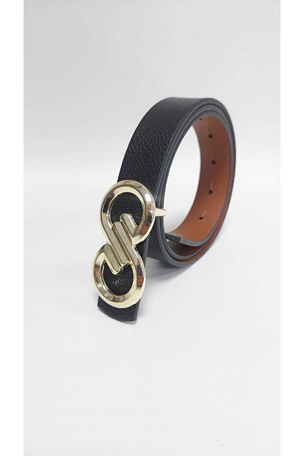 Kadın Çift Yönlü Gold Tokalı Kemer - 2