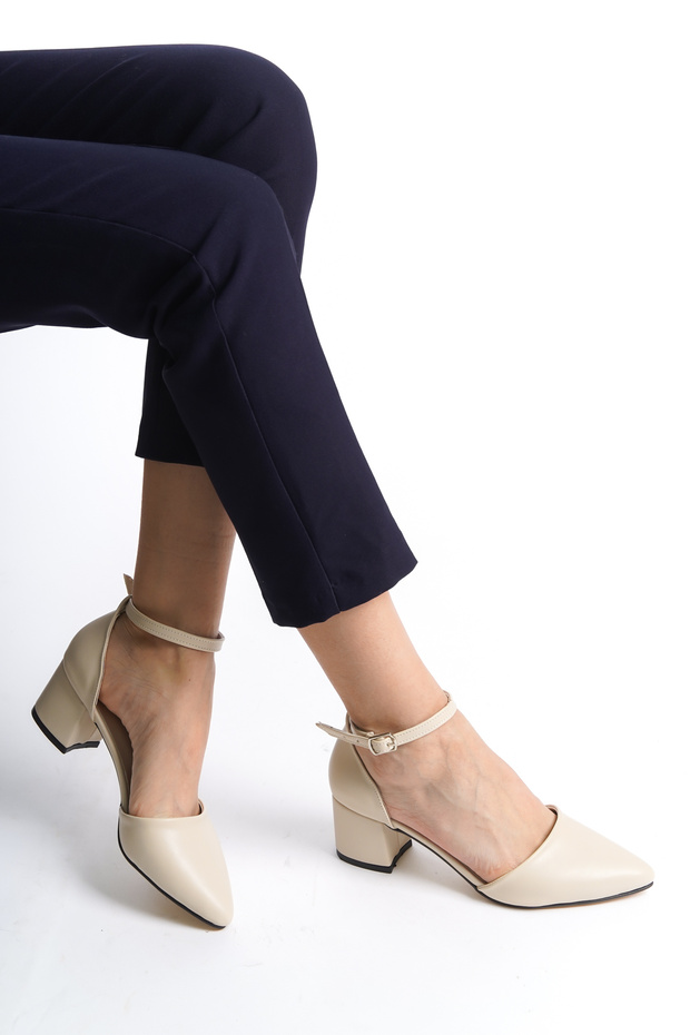 piele bej cu toc clasic - 2