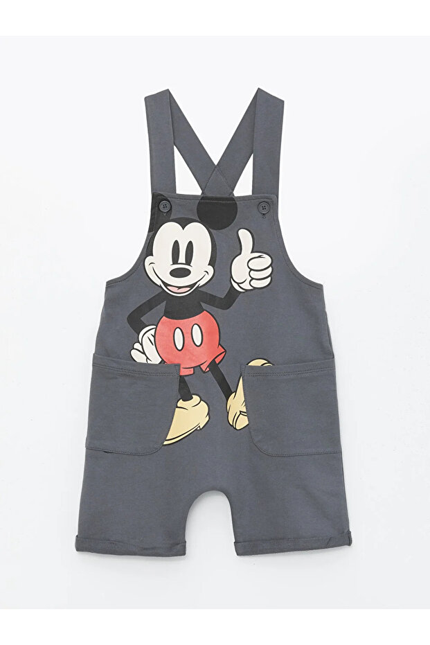Square Collar Strap Mickey Mouse Printed Baby Boy Salopet