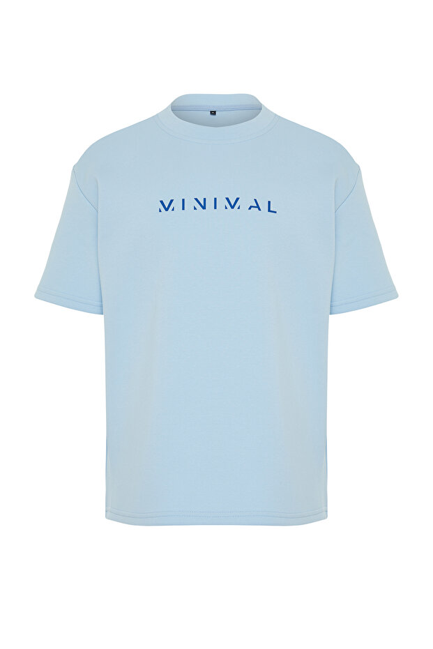 Mavi Oversize/Geniş Kesim Kabarık Yazı Baskılı Kısa Kollu Tok Kumaşlı T-Shirt TMNSS24TS00114 - 7