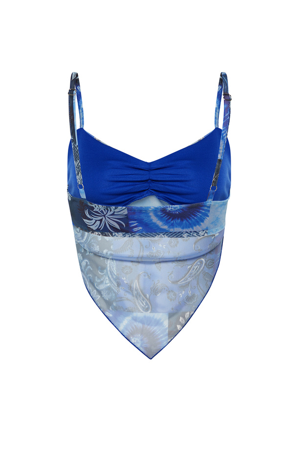 Blue Print - Tulle Blouse with Cross Strap and Asymmetrical Skirt Twoss23Bz00566 - 11