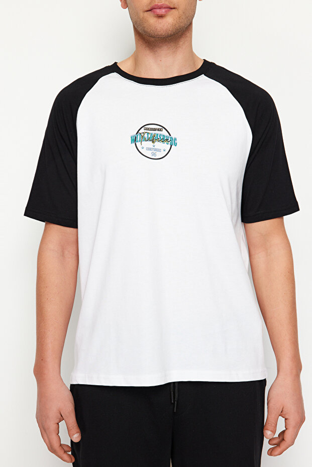 Siyah Beyaz Baskılı Reglan Kol Regular Fit Örme Pijama Takımı TMNSS24PT00014 - 4