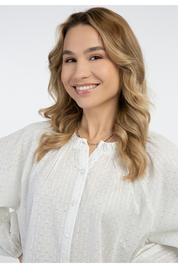 Baumwollbluse mit Metallicgarn - 5