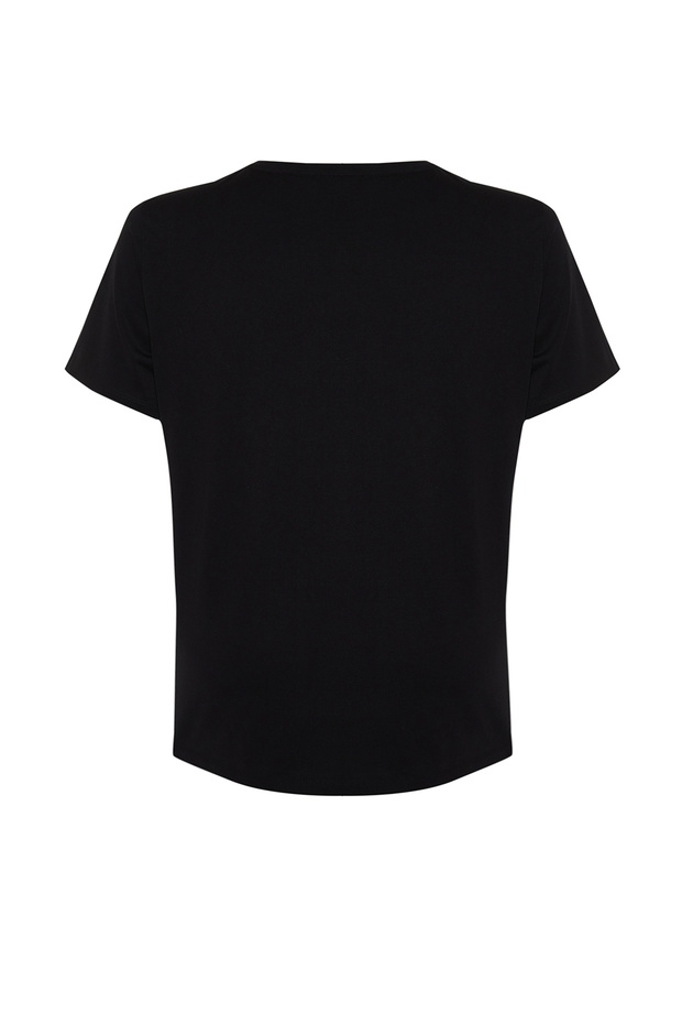 Siyah Oversize Animal Baskılı Cep etaylı %100 Pamuk Örme Büyük Beden T-shirt TBBSS24BF00059 - 8