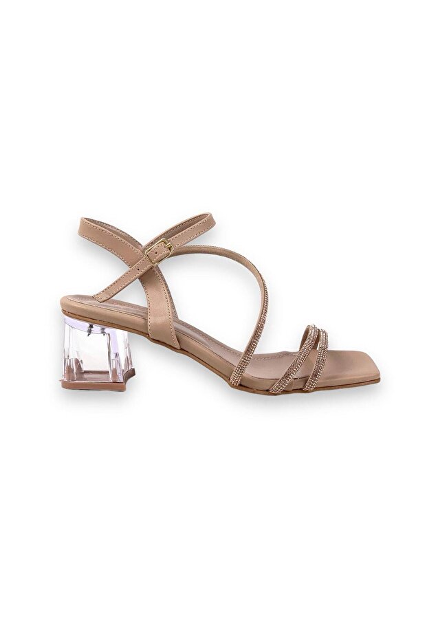 Women's Yensa Nut Skin Low Transparent Heel Stone Sandals 5 Cm 207