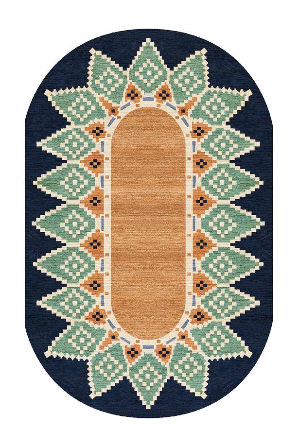 Oval Pamuklu Bohem Jüt Görünüm Dokuma Taban Dekoratif Halı 1738 - 1