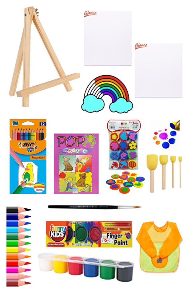 حامل صغير لسطح المكتب، طلاء للأصابع، كتاب تلوين بألوان جافة، مجموعة ممتعة للأطفال