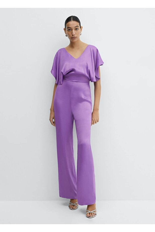 Volanlı saten tulum - 2