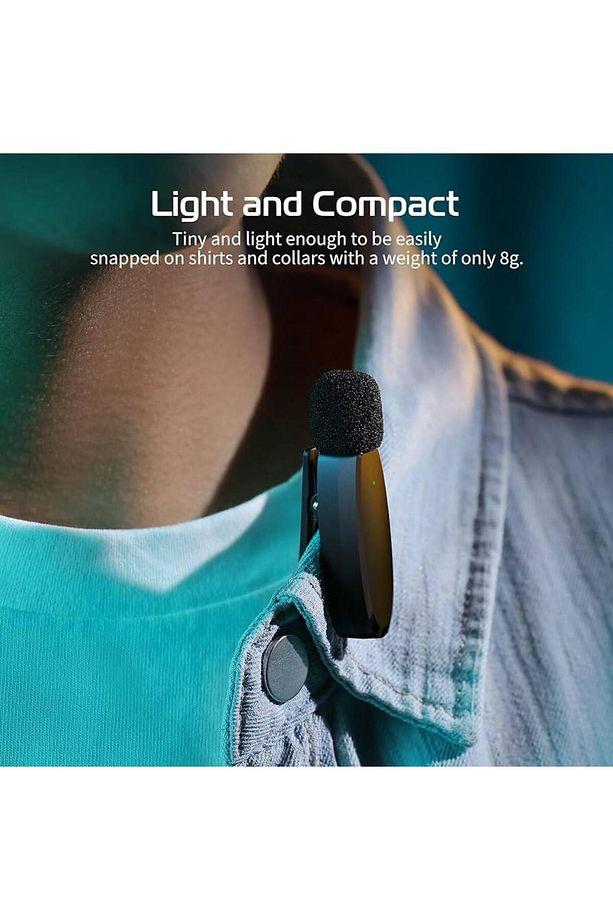 3in1 Alıcılı Çift Yaka Mikrofonu Yapay Zeka Gürültü Engelleyici 2.4Ghz USB-C Lightning Typce Giriş - 3