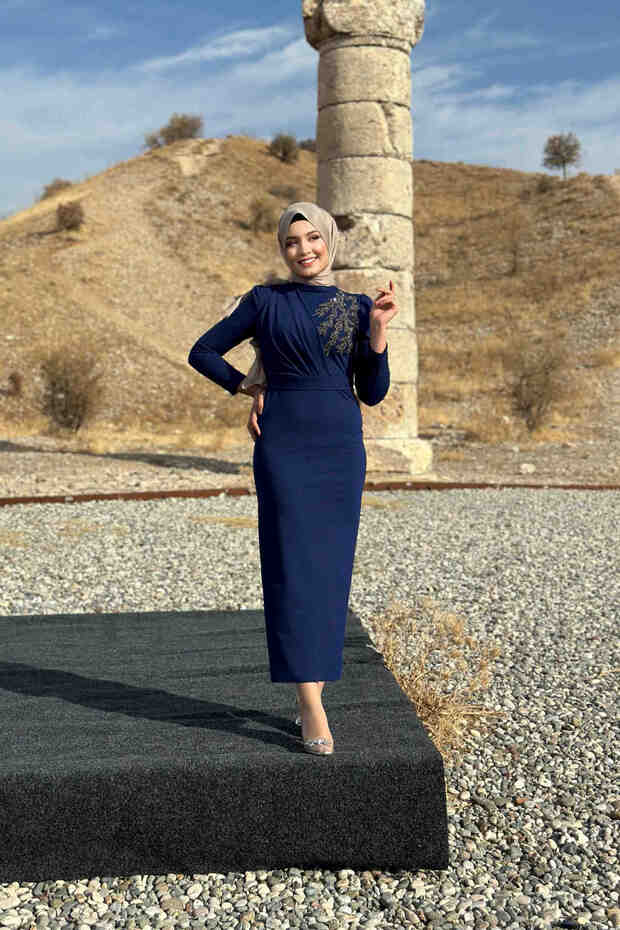 Orkide Abiye - Lacivert - 8