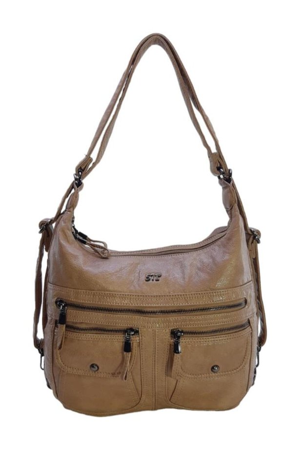 Vegan Leather Women's Shoulder Bag Backpack Functional Use 30 cm Width