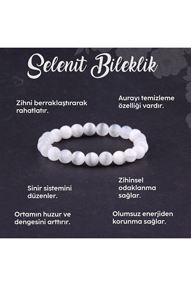 Certified Selenite Natural Stone Bracelet 8 Mm - B804