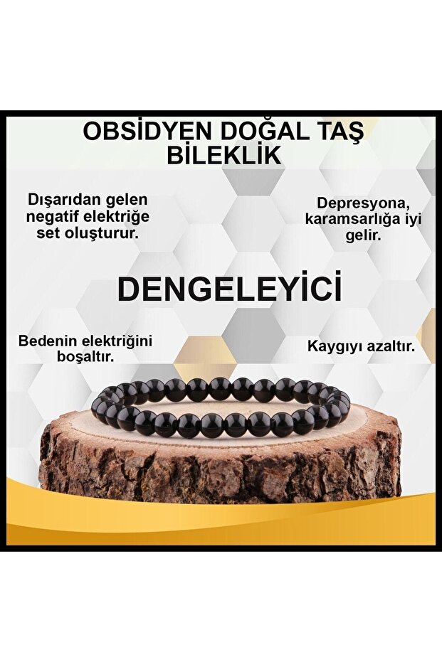 6 mm Certified Natural Obsidian Bracelet - B839