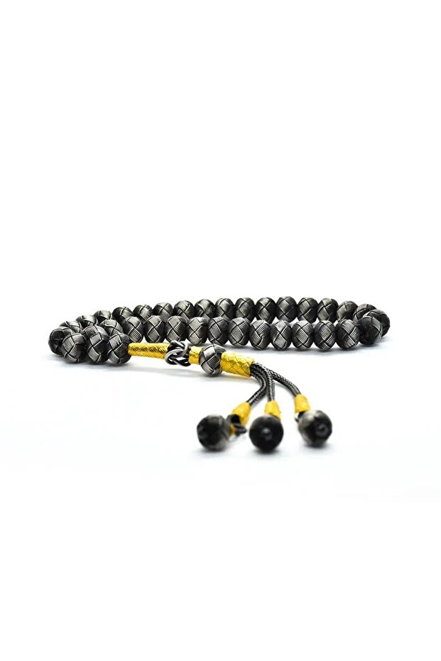 Men's Silver Oxidized Double Color Kazaziye Prayer Beads