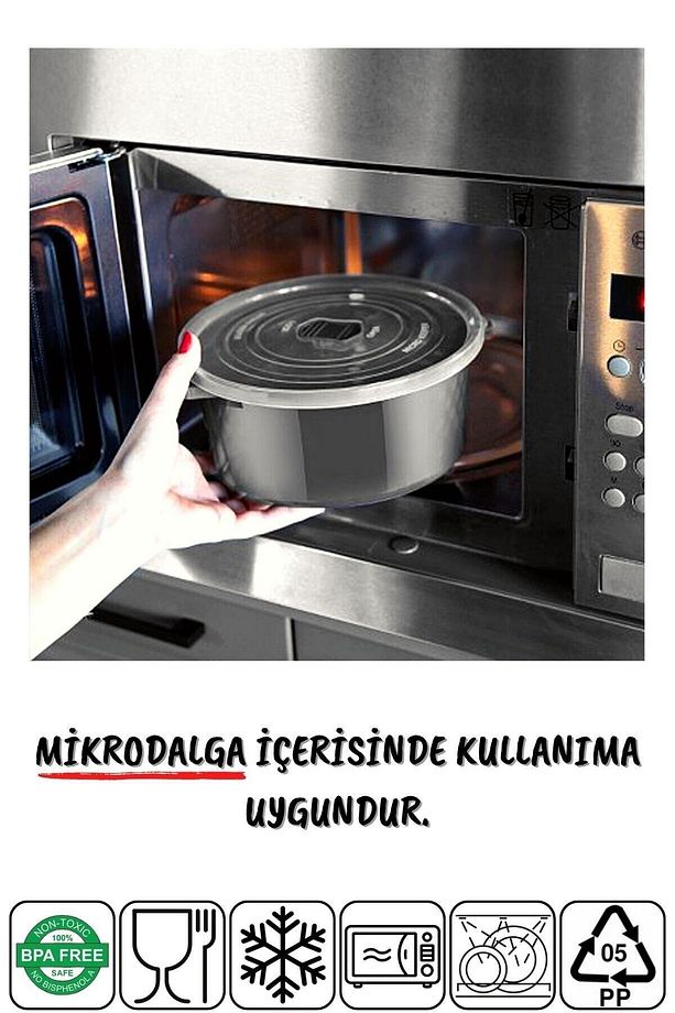 Mikrodalga Ve Difrizde Kullanılabilen Saklama Kabı Seti Yuvarlak 24'lü Mürdüm - 4